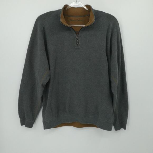 Tommy Bahama‎ Sweater Mens XL Brown Gray 1/4 Zip Reversable Casual Preppy Golf - Picture 1 of 11